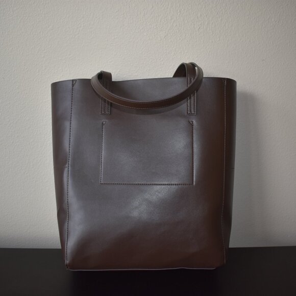 NWT Gap Synthetic Leather Tote in Dark Brown - Picture 3 of 4